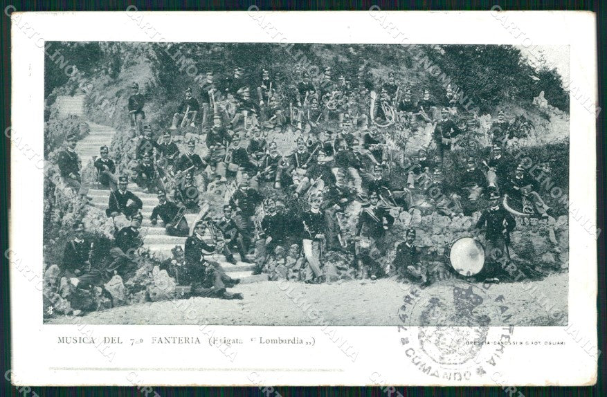 Militari 74º Reggimento Fanteria Banda Musica Brigata Lombardia cartolina XF5385 – fronte