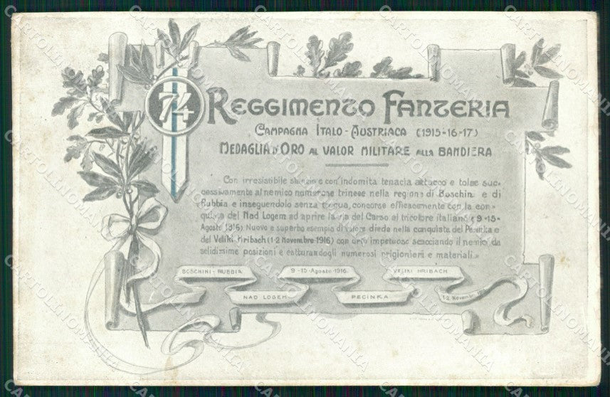 Militari 74º Reggimento Fanteria Campagna Italo Austriaca cartolina XF5389 – fronte