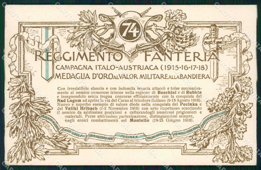Militari 74º Reggimento Fanteria Brigata Lombardia La Valorosa cartolina XF5390 – fronte