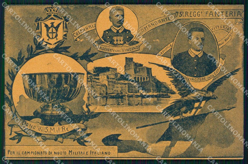 Militari 75º Reggimento Fanteria Campionato Nuoto Lerici cartolina XF5414 – fronte