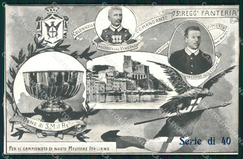 Militari 75º Reggimento Fanteria Campionato Nuoto Lerici cartolina XF5418 – fronte