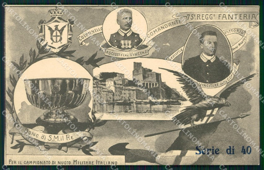 Militari 75º Reggimento Fanteria Campionato Nuoto Lerici cartolina XF5420 – fronte