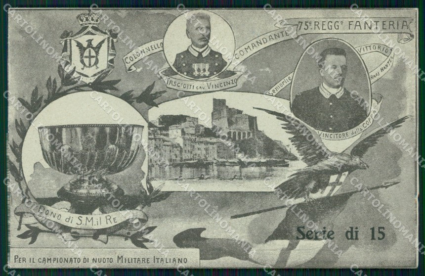Militari 75º Reggimento Fanteria Campionato Nuoto Lerici cartolina XF5421 – fronte