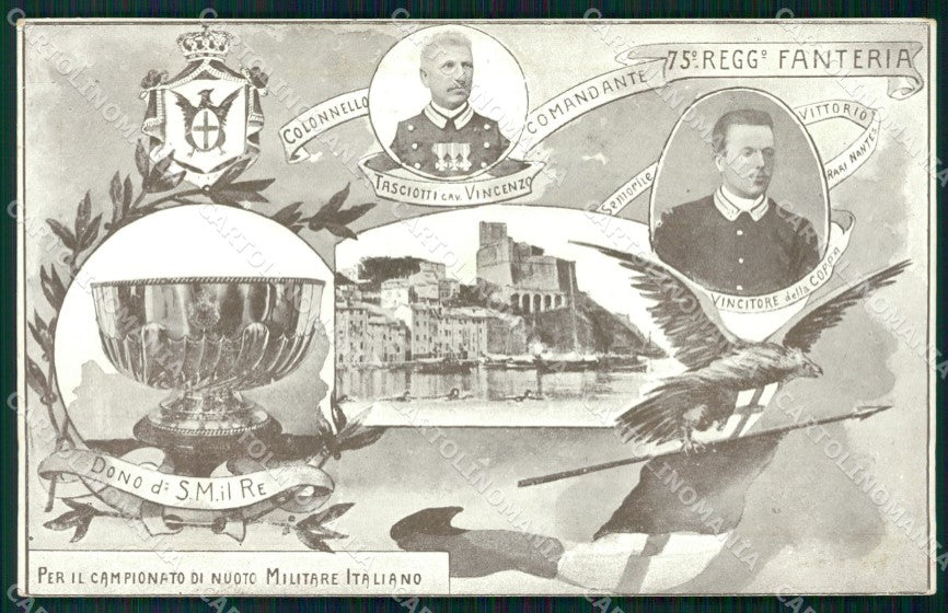 Militari 75º Reggimento Fanteria Campionato Nuoto Lerici cartolina XF5424 – fronte