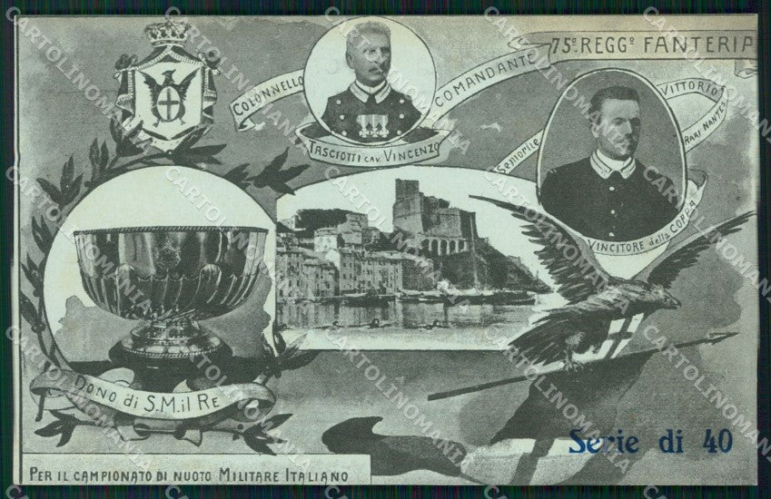 Militari 75º Reggimento Fanteria Campionato Nuoto Lerici cartolina XF5425 – fronte