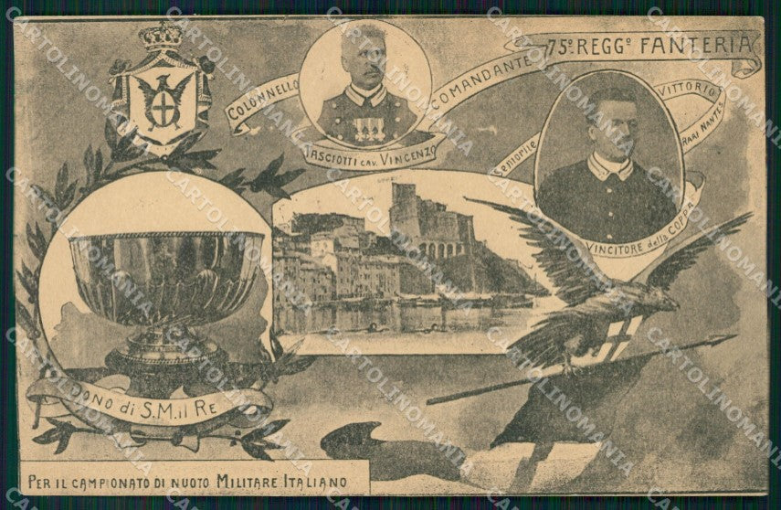 Militari 75º Reggimento Fanteria Campionato Nuoto Lerici cartolina XF5426 – fronte