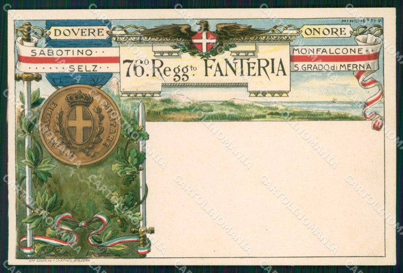 Militari 76º Reggimento Fanteria Sabotino Monfalcone cartolina XF5431 – fronte