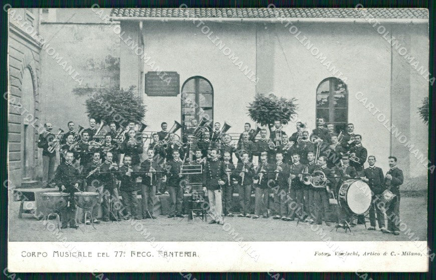Militari Reggimentali 77º Reggimento Fanteria Corpo Musicale cartolina XF5437 – fronte