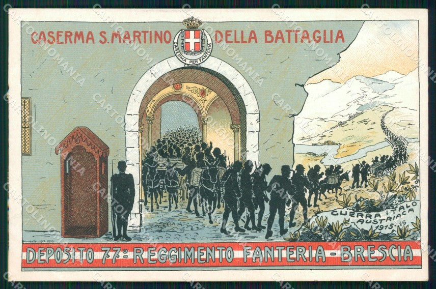 Militari 77º Reggimento Fanteria Brescia San Martino Battaglia cartolina XF5448 – fronte