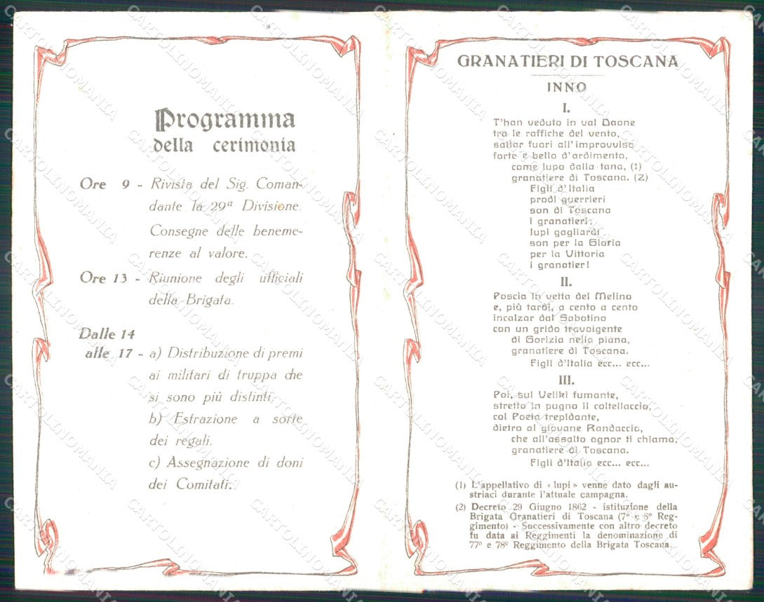 Militari 77º 78º Reggimento Fanteria Brigata Toscana doppia cartolina XF5449 – retro