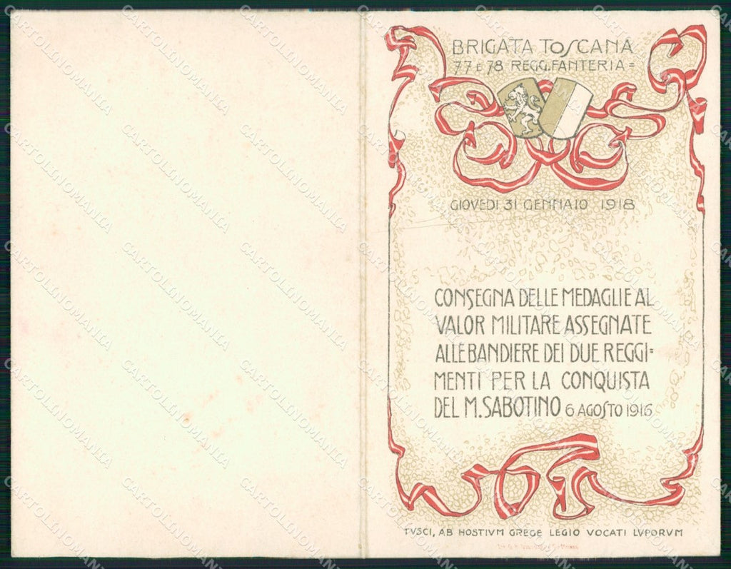 Militari 77º 78º Reggimento Fanteria Brigata Toscana doppia cartolina XF5460 – fronte