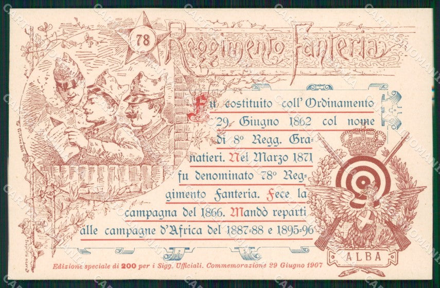 Militari Reggimentali 78º Reggimento Fanteria Alba cartolina XF5463 – fronte