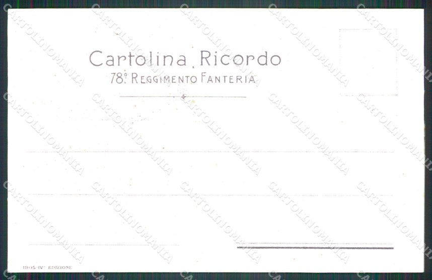 Militari Reggimentali 78º Reggimento Fanteria cartolina XF5476 – retro
