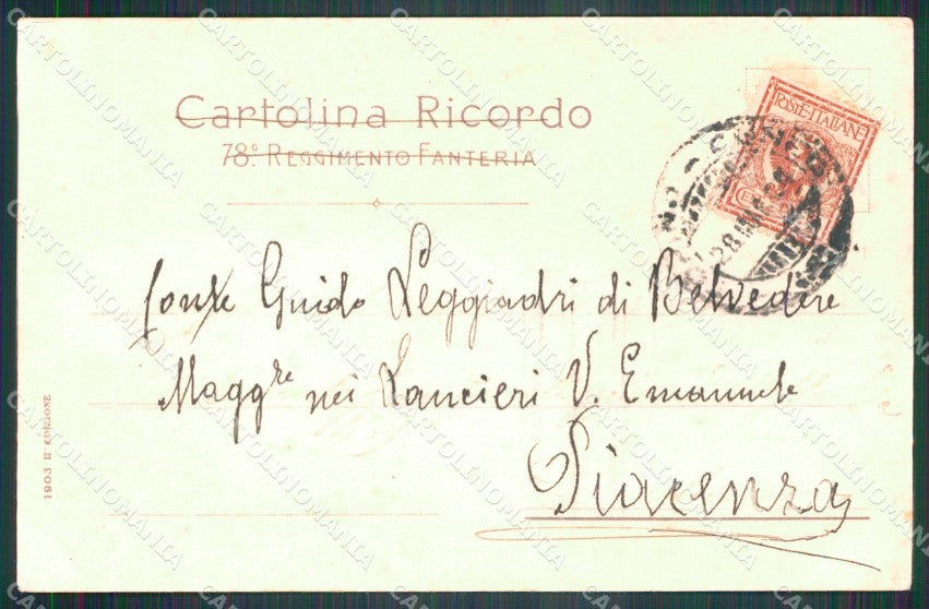 Militari Reggimentali 78º Reggimento Fanteria cartolina XF5477 – retro