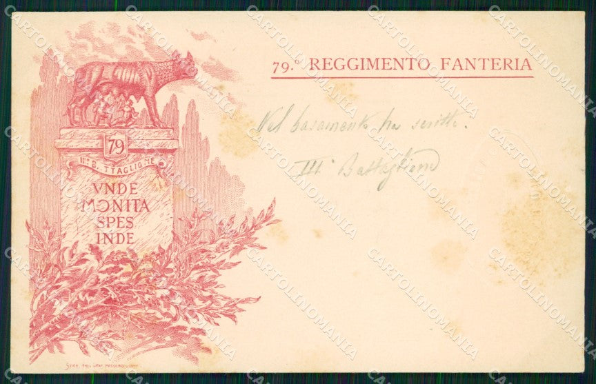 Militari Reggimentali 79º Reggimento Fanteria III Battaglione cartolina XF5490 – fronte
