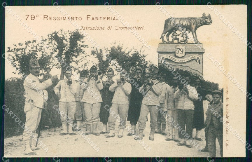 Militari 79º Reggimento Fanteria Istruzione Trombettieri cartolina XF5491 – fronte