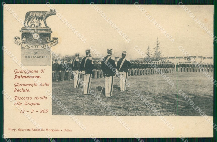 Militari 79º Reggimento Fanteria III Battaglione Palmanova cartolina XF5496 – fronte