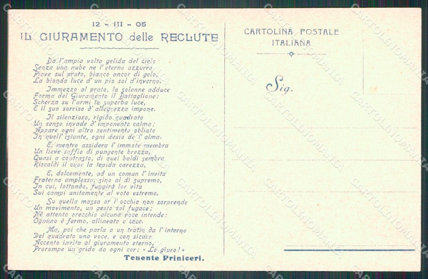Militari 79º Reggimento Fanteria III Battaglione Palmanova cartolina XF5496 – retro