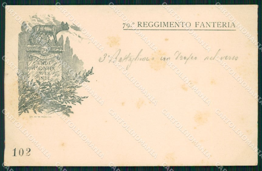 Militari Reggimentali 79º Reggimento Fanteria III Battaglione cartolina XF5498 – fronte