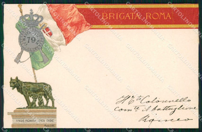 Militari Reggimentali 79º Reggimento Fanteria Brigata Roma cartolina XF5500 – fronte