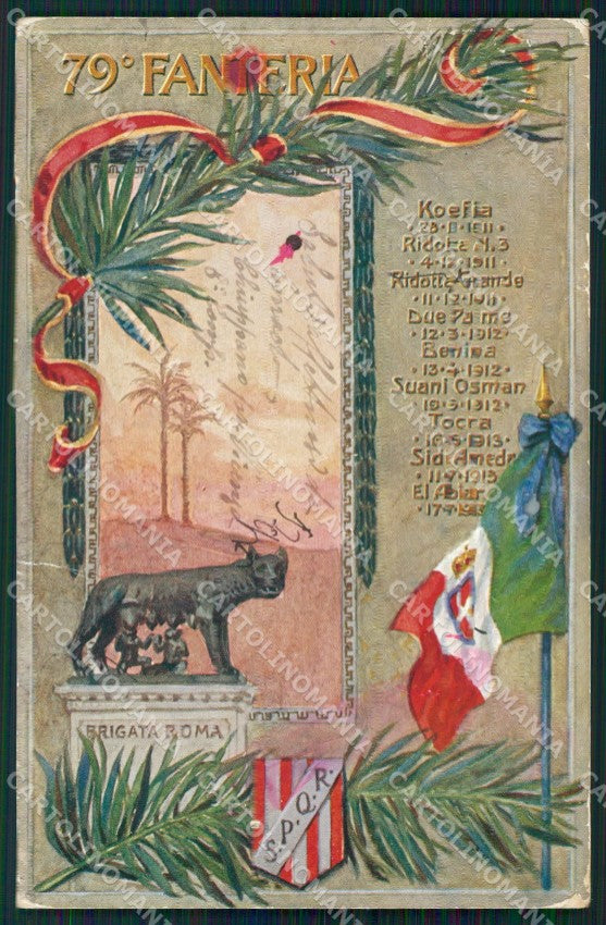 Militari Reggimentali 79º Reggimento Fanteria Brigata Roma cartolina XF5504 – fronte