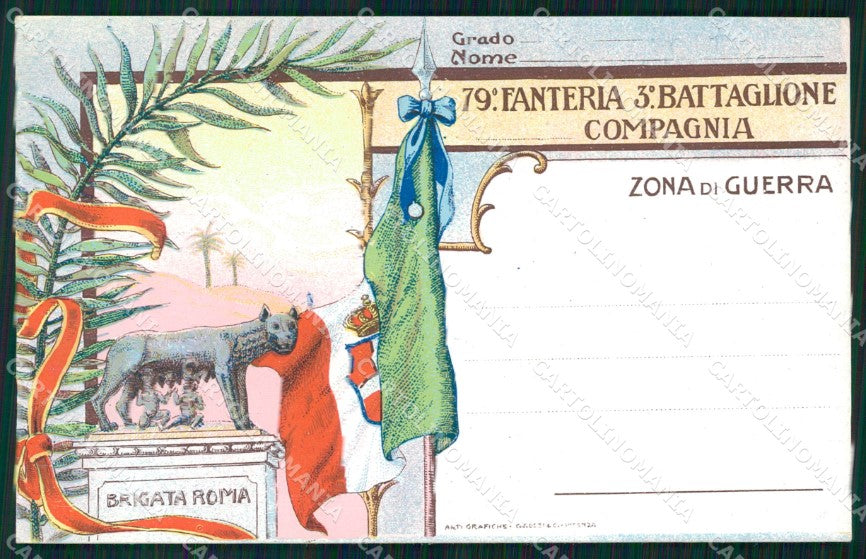 Militari 79º Reggimento Fanteria Brigata Roma III Battaglione cartolina XF5505 – fronte
