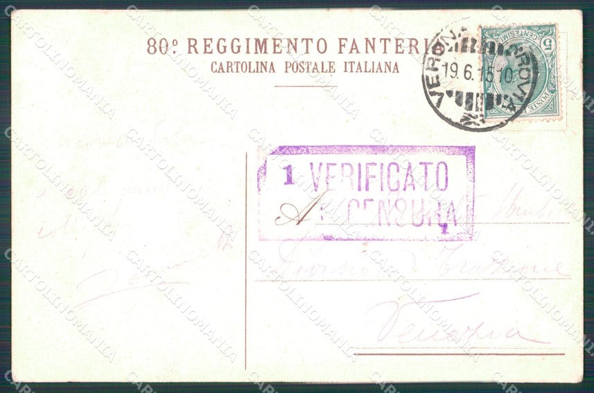 Militari Reggimentali 80º Reggimento Fanteria Brigata Roma cartolina XF5522 – retro