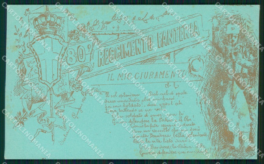 Militari Reggimentali 80º Reggimento Fanteria Giuramento cartolina XF5525 – fronte