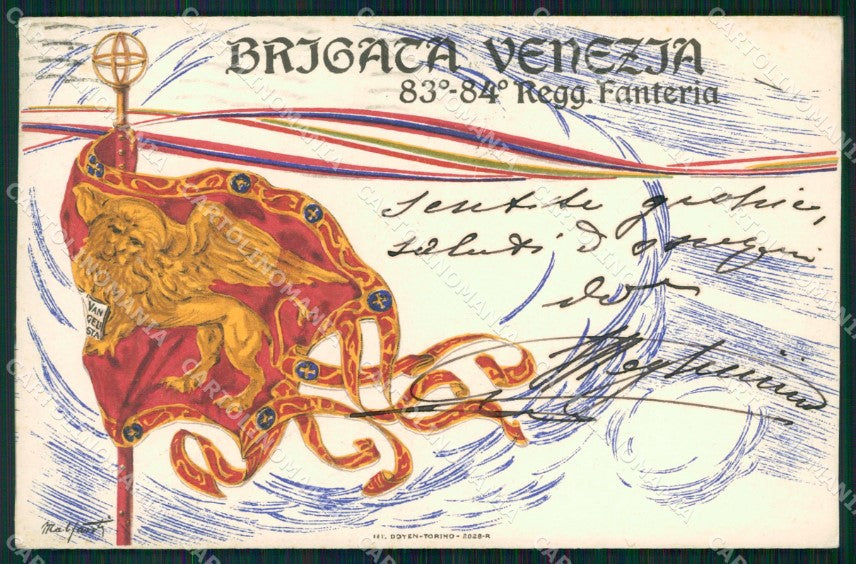Militari 83º 84º Reggimento Fanteria Brigata Venezia cartolina XF5566 – fronte