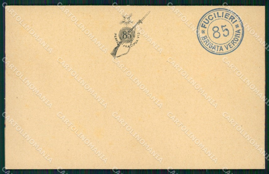 Militari Reggimentali 85º Reggimento Fanteria Brigata Verona cartolina XF5577 – fronte