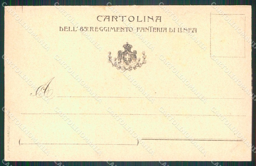 Militari Reggimentali 85º Reggimento Fanteria Brigata Verona cartolina XF5577 – retro