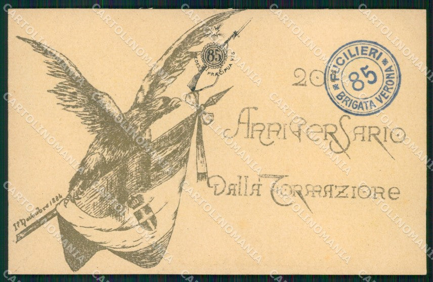 Militari 85º Reggimento Fanteria Fucilieri Brigata Verona cartolina XF5578 – fronte