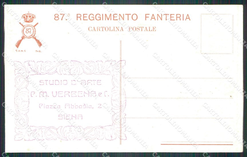 Militari Reggimentali 87º Reggimento Fanteria PIEGHINE cartolina XF5602 – retro