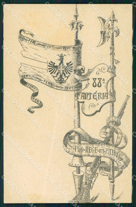 Militari Reggimentali 88º Reggimento Fanteria PIEGATA cartolina XF5634 – fronte