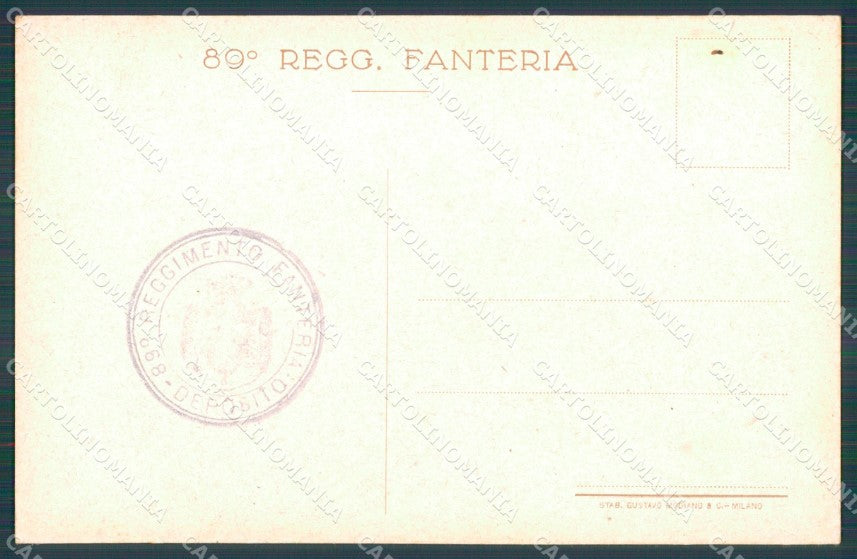 Militari Reggimentali 89º Reggimento Fanteria Reims cartolina XF5640 – retro