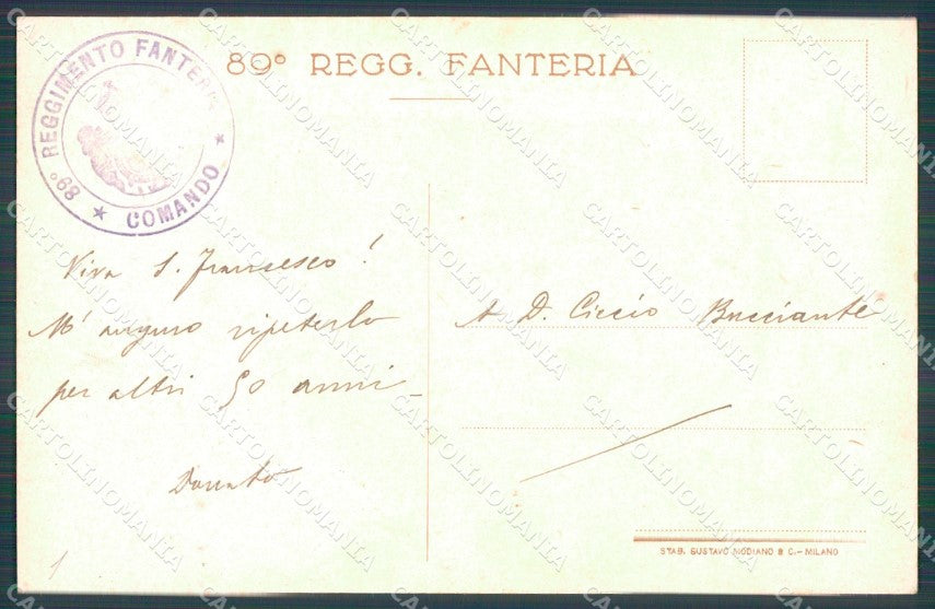Militari Reggimentali 89º Reggimento Fanteria Reims PIEGHINA cartolina XF5641 – retro