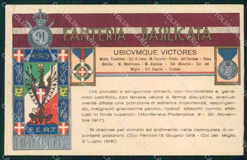 Militari Reggimentali 91º Reggimento Fanteria Basilicata cartolina XF5656 – fronte
