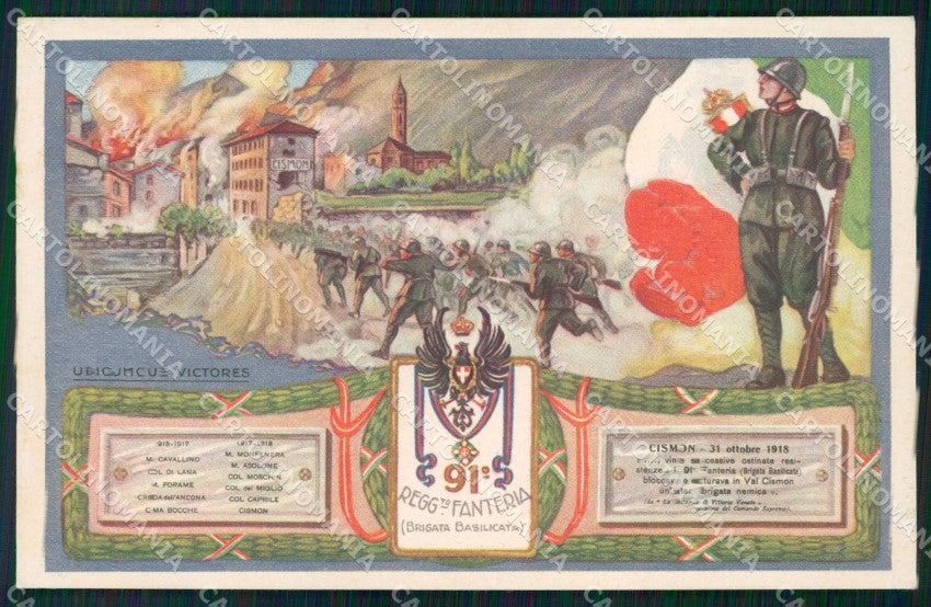 Militari 91º Reggimento Fanteria Brigata Basilicata Cismon cartolina XF5657 – fronte