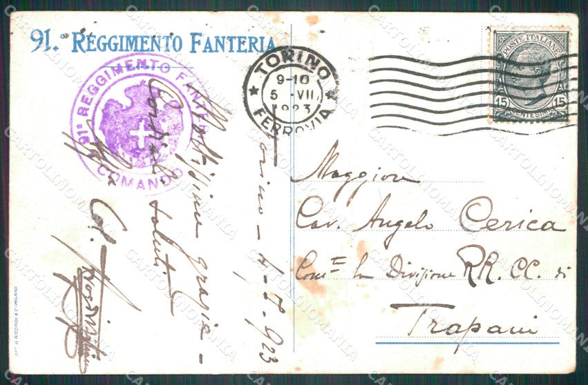Militari 91º Reggimento Fanteria Basilicata Cismon PIEGATA cartolina XF5662 – retro