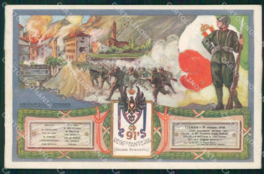Militari 91º Reggimento Fanteria Brigata Basilicata Cismon cartolina XF5663 – fronte