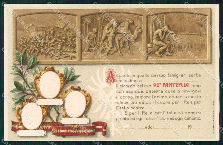 Militari Reggimentali 92º Reggimento Fanteria cartolina XF5665 – fronte