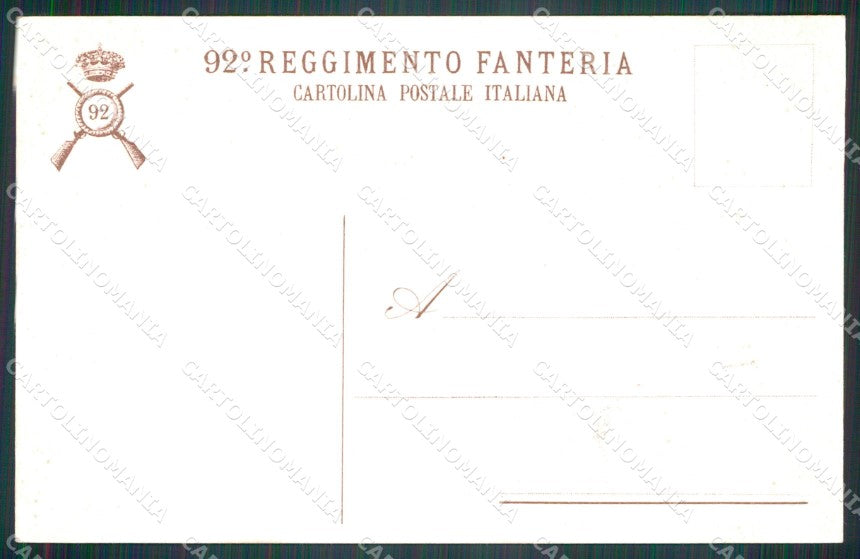 Militari Reggimentali 92º Reggimento Fanteria cartolina XF5665 – retro