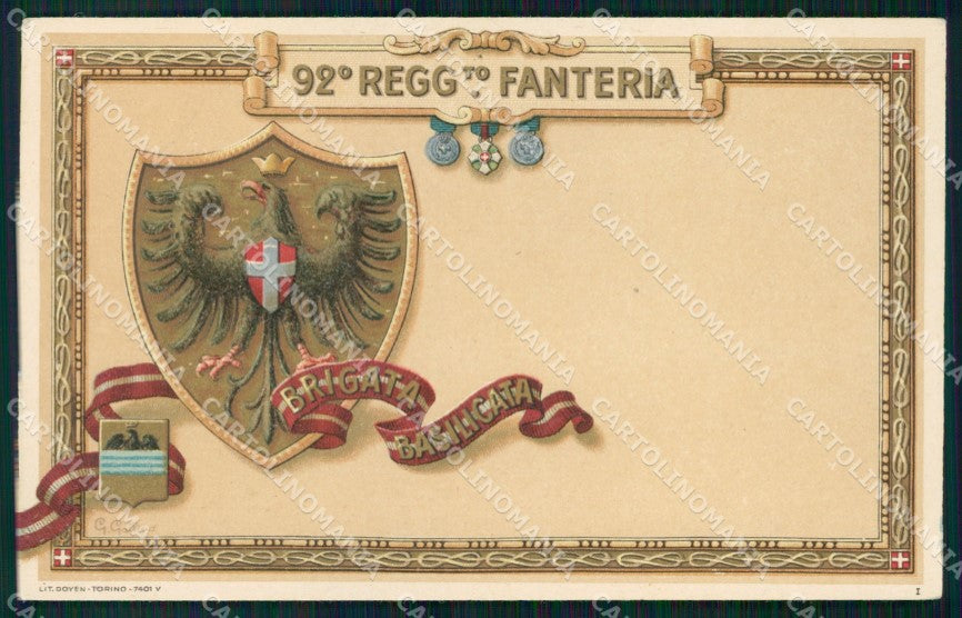 Militari 92º Reggimento Fanteria Brigata Basilicata FORO cartolina XF5674 – fronte