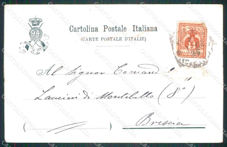 Militari 94º Reggimento Fanteria Messina STRAPPINO ABRASA cartolina XF5697 – retro