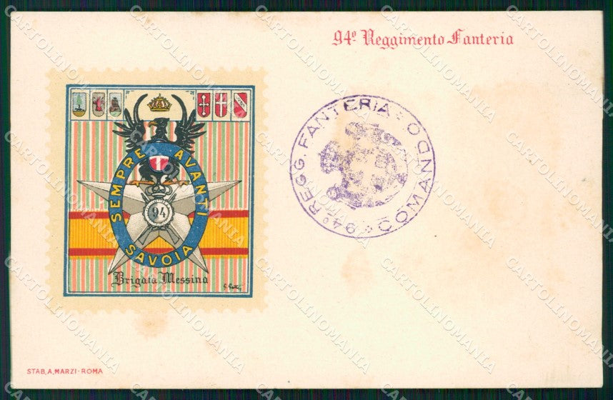 Militari Reggimentali 94º Reggimento Fanteria Brigata Messina cartolina XF5700 – fronte