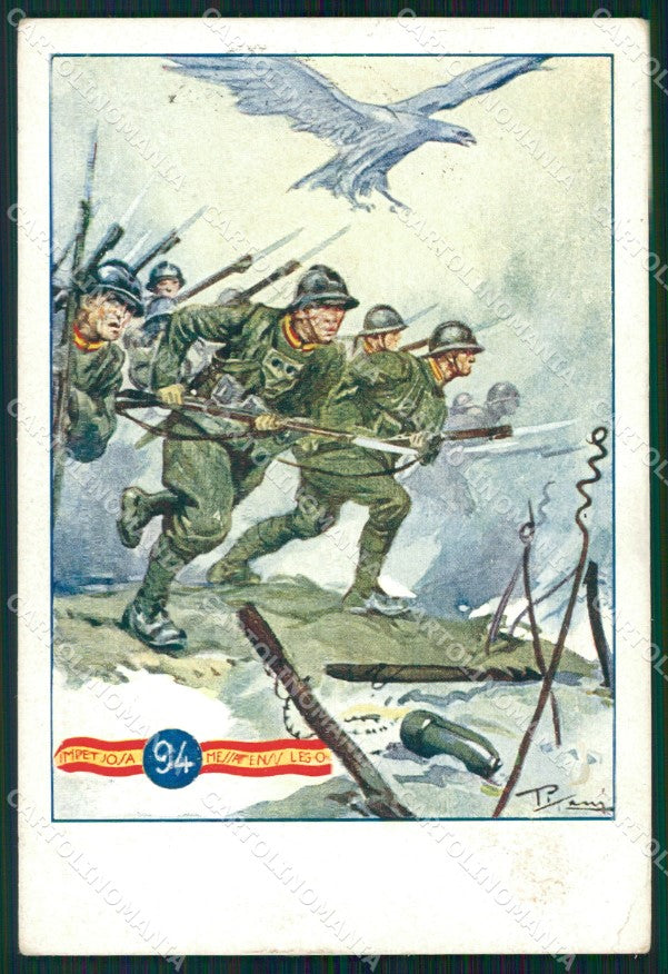 Militari Reggimentali 94º Reggimento Fanteria Pisani PIEGHINA cartolina XF5709 – fronte