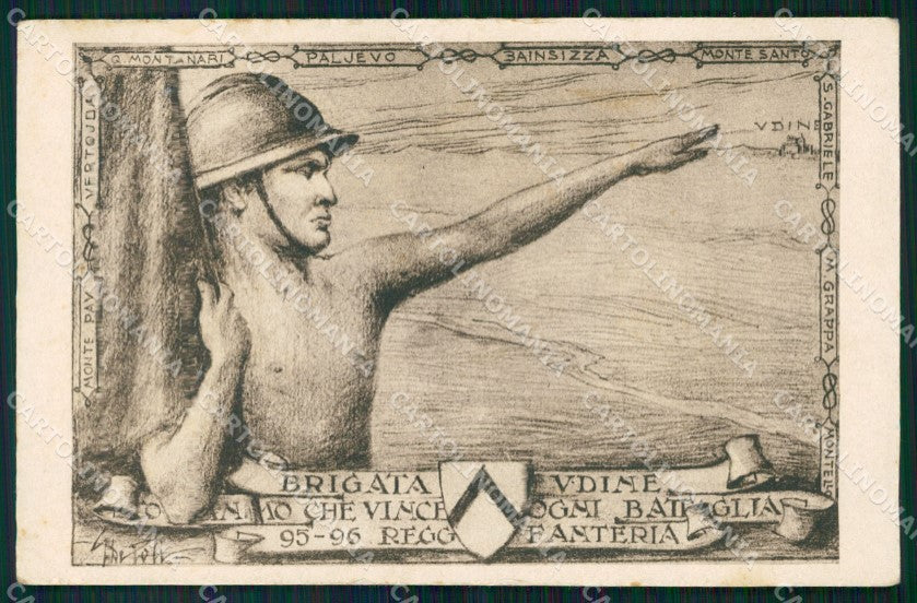 Militari Reggimentali 95º 96º Reggimento Fanteria Brigata Udine cartolina XF5713 – fronte