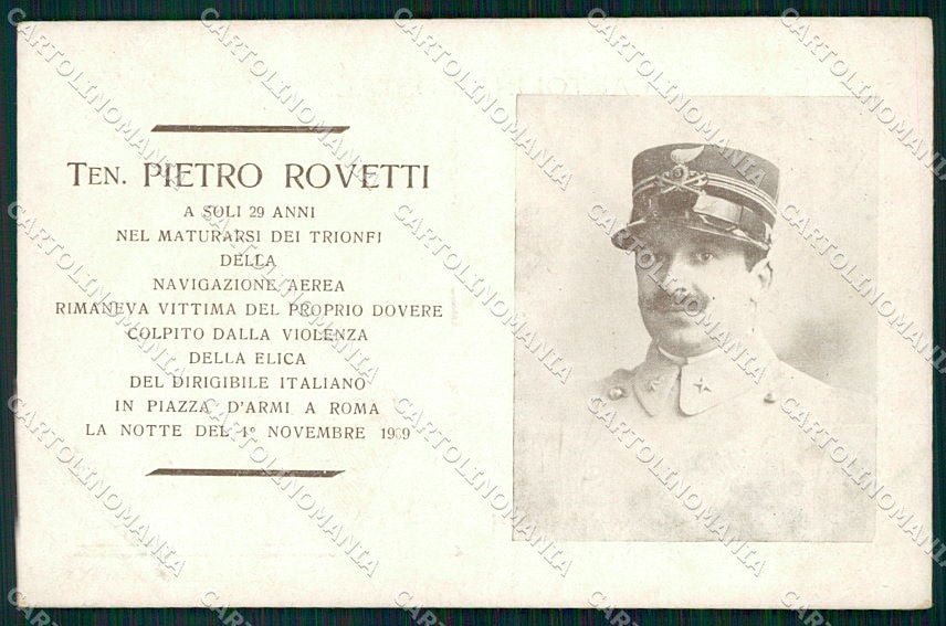 Militari Aviazione Genio Dirigibile Italia Pietro Rovetti Roma cartolina XF6312 – fronte