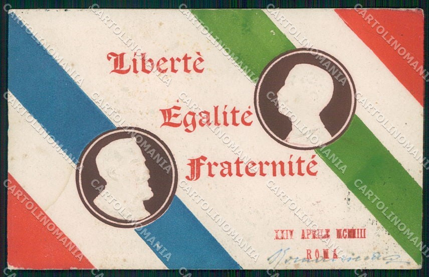Reali Royalty Savoia Vittorio Emanuele III Loubet Tricolore cartolina XF6372 – fronte