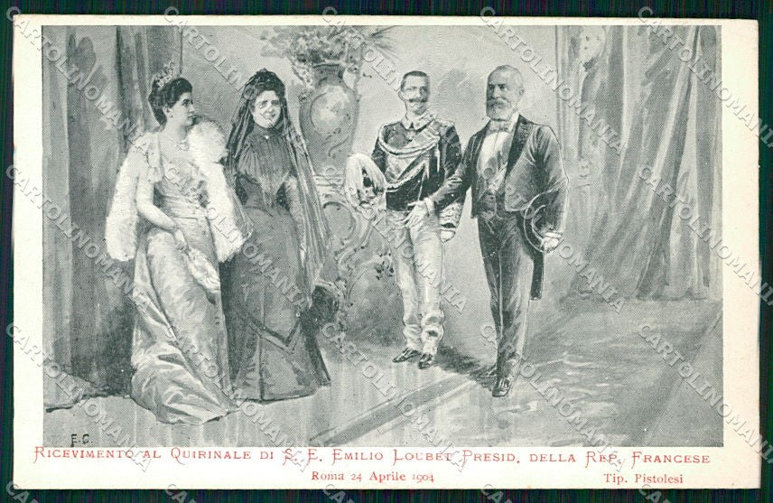 Reali Royalty Savoia Vittorio Emanuele III Loubet Regina Elena cartolina XF6406 – fronte